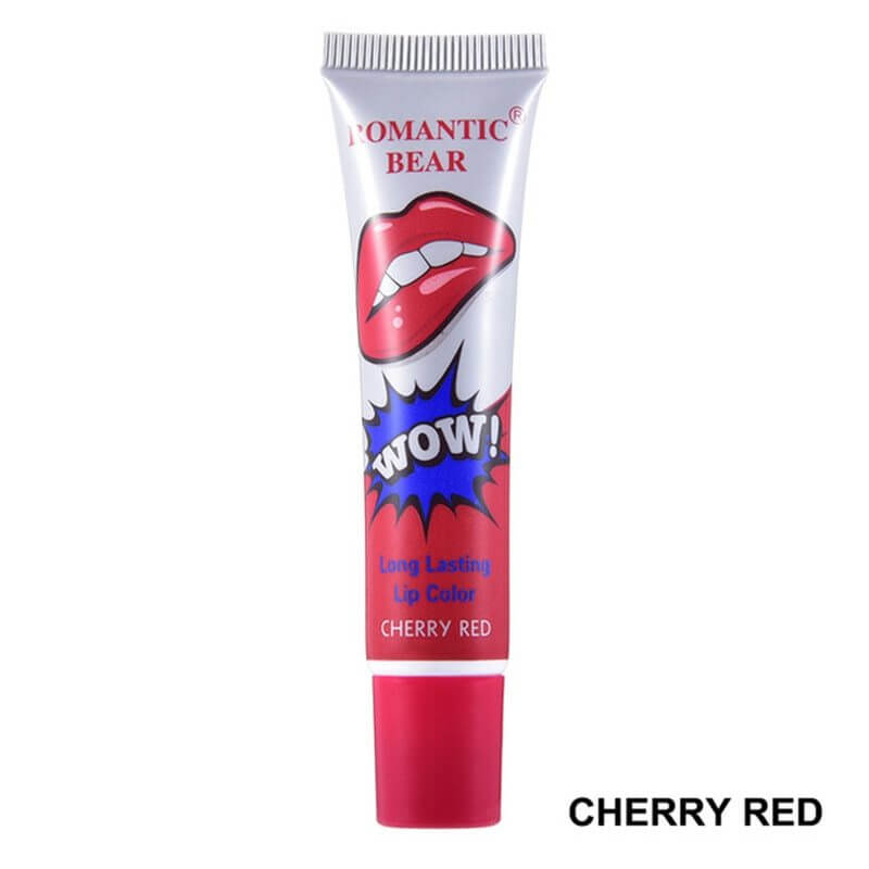 Color-Fast Tear-Off Lip Gloss in Cherry Red, long-lasting lip color for a bold and vibrant look.