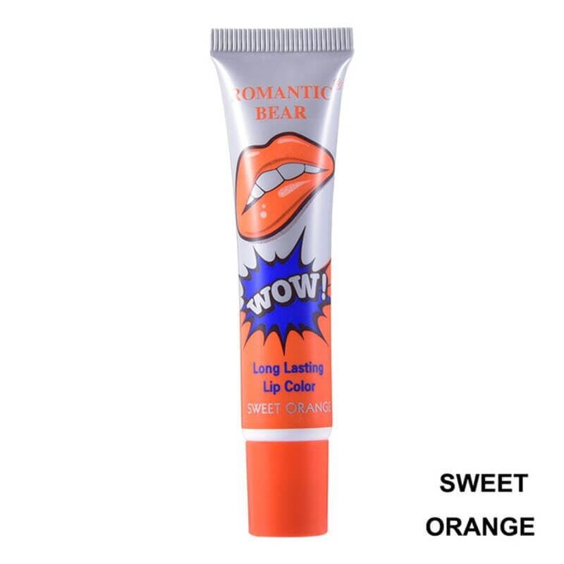Sweet Orange Long Lasting Lip Color by Romantic Bear in a sleek tube for vibrant and natural lip enhancement.