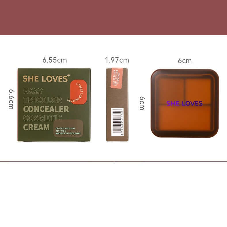 Hazy Tricolor Concealer Cosmetic Cream palette by SHE LOVES, ideal for contouring and highlighting the face.