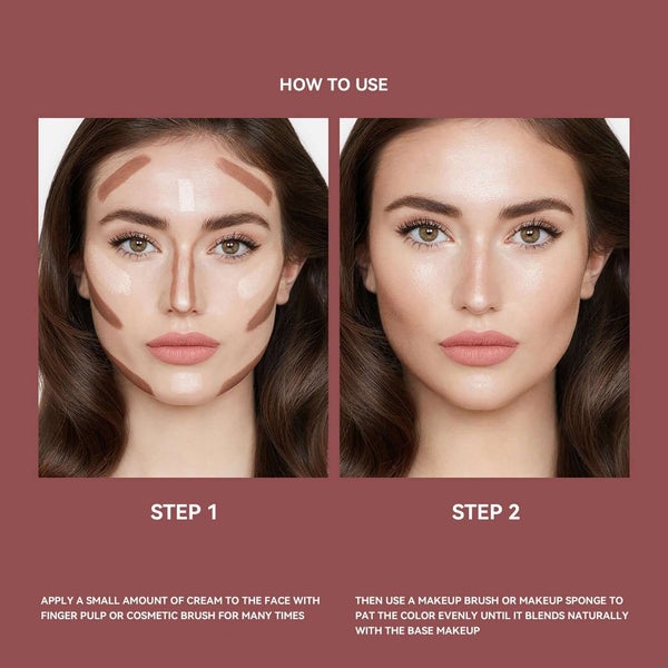 Step-by-step guide on using a contour palette with cream application for natural makeup look.
