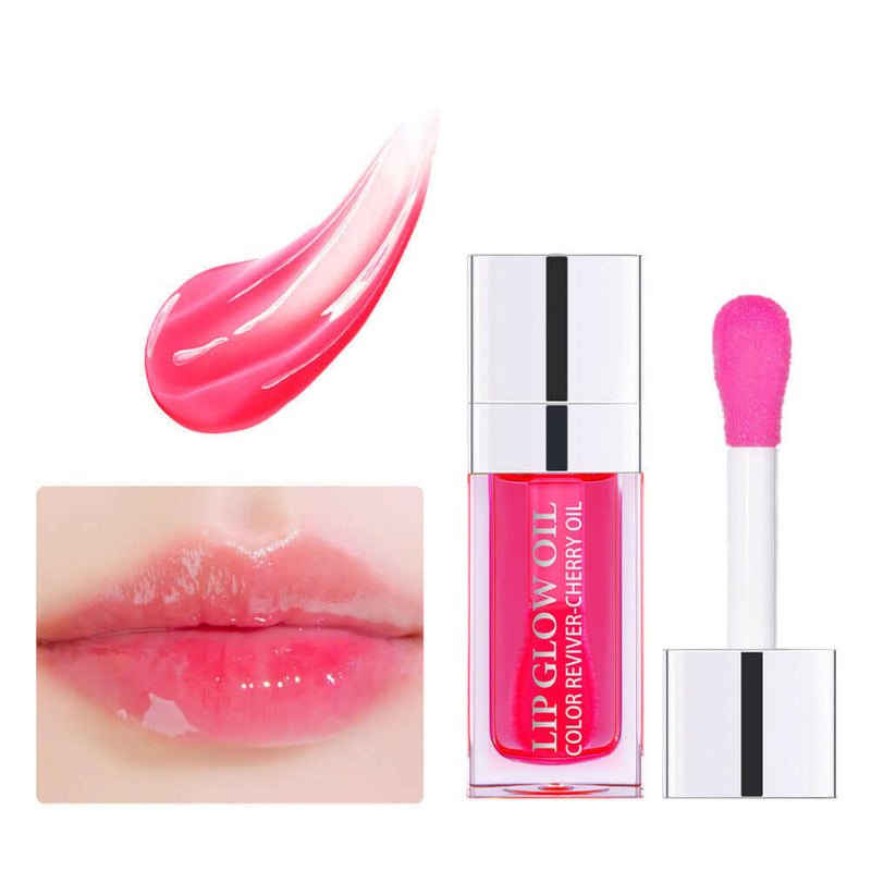 Ibcccndc transparent lip gloss lipstick nourishing lip lacquer with pink tint and applicator brush.