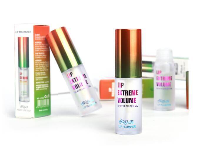 Fading lip lines and moisturizing lip gloss in portable packaging for radiant, hydrated lips.