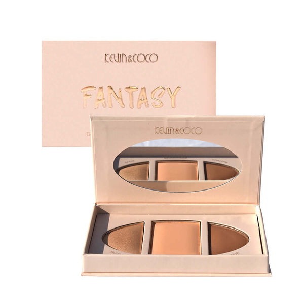 Highlighting Pressed Contouring Palette with matte shadows in tricolor for natural looks and general skin types.