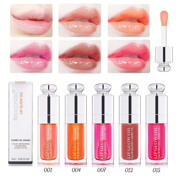 Ibcccndc Lip Gloss Lipstick set, featuring moisturizing and nourishing lip lacquers in various shades and a lip applicator.