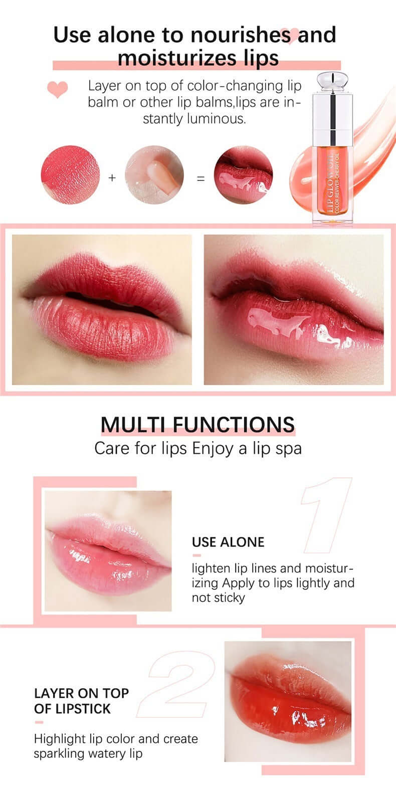 Ibcccndc Lip Gloss Lipstick showing moisturizing properties and vibrant color; ideal for nourishing and enhancing lip appearance.