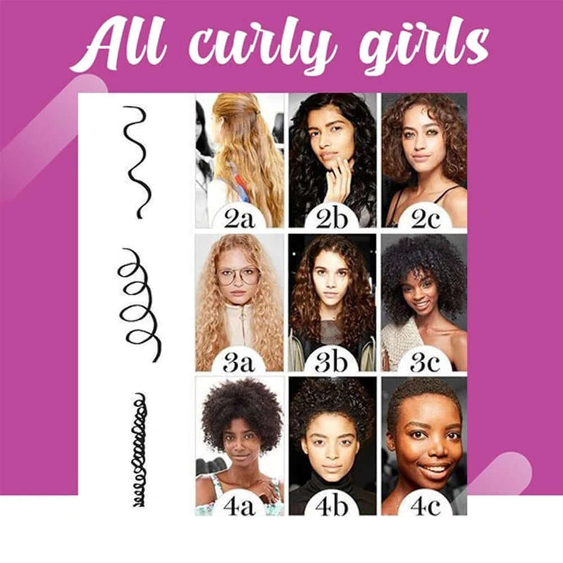 Image showcasing various curly hair types from 2A to 4C, celebrating diverse curly hairstyles for all curly girls.