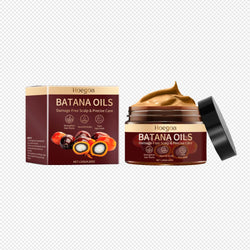 Hoegoa Batana Oil for hair in a jar, promoting damage-free scalp and precise care, with packaging box.