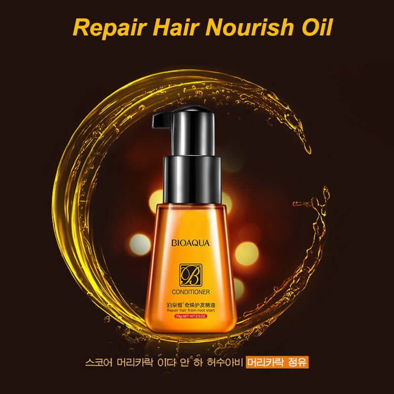 BIOAQUA Repair Hair Nourish Oil in sleek bottle, designed to restore and protect hair vitality.