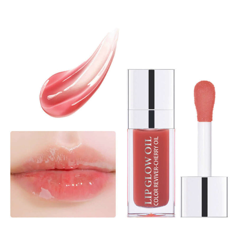 Ibcccndc Lip Gloss Lipstick with moisturizing cherry oil, offering a nourishing transparent finish for healthy-looking lips.