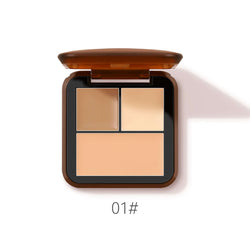 Highlighter shadow eye shadow nose concealer powder contour palette in compact with three shades for flawless makeup.