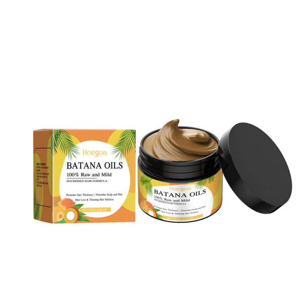 Growth Hair Mask Batana Firming Hair Oil in black jar with box, enriched with natural ingredients for healthy hair.