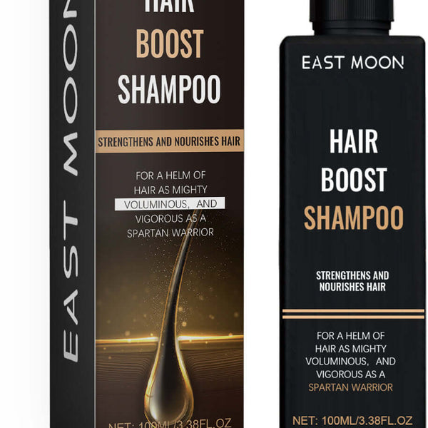 Hair Boost Shampoo from East Moon, designed to strengthen and nourish hair with natural extracts.