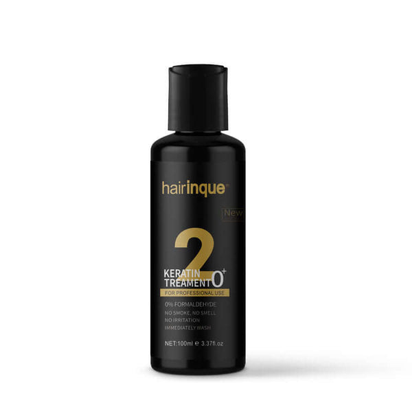 Hairinque Keratin Treatment 0 for professional use, 100ml bottle designed for smooth and frizz-free hair.