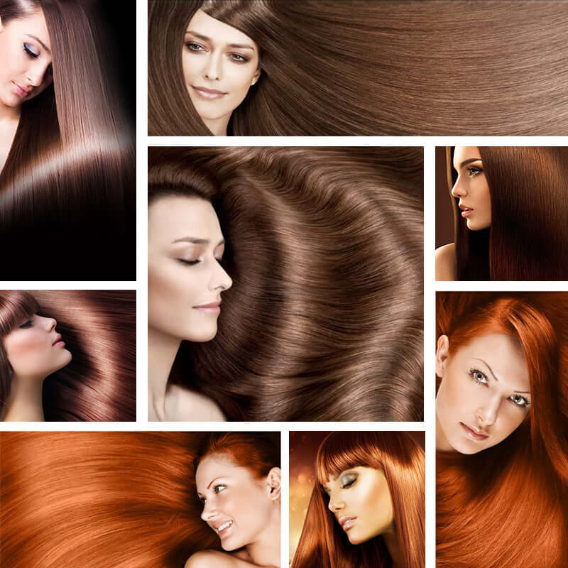 Various women showcasing healthy, shiny hair styles, emphasizing the benefits of amla oil for hair care.