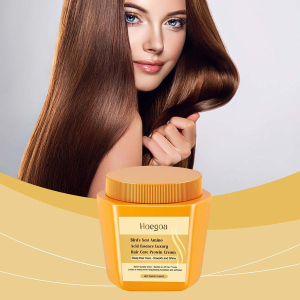 Hoegoa Hair Care Protein Cream for smooth, shiny hair with nourishing bird's nest amino acid ingredients.