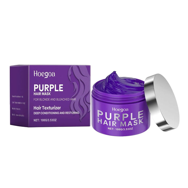 Hoegoa Purple Hair Mask for blonde and bleached hair, 100g, offering deep conditioning and restoration.