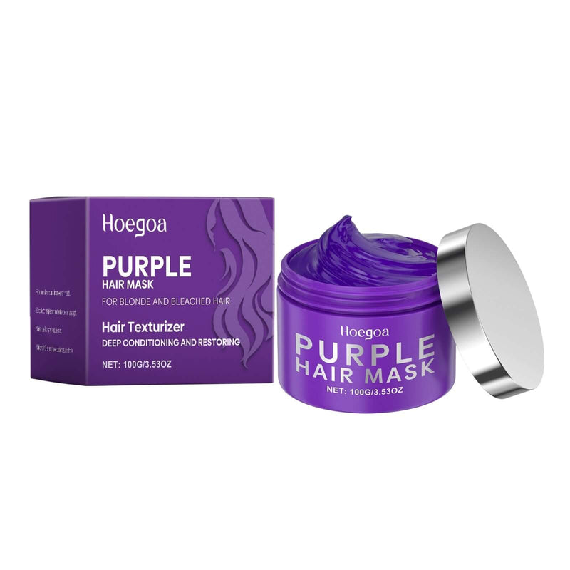 Hoegoa Purple Hair Mask for blonde and bleached hair, 100g, offering deep conditioning and restoration.