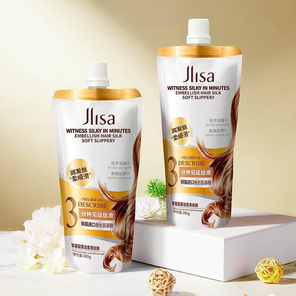 Amino Acid Hair Treatment products in sleek packaging, designed for enhancing hair silkiness and softness.