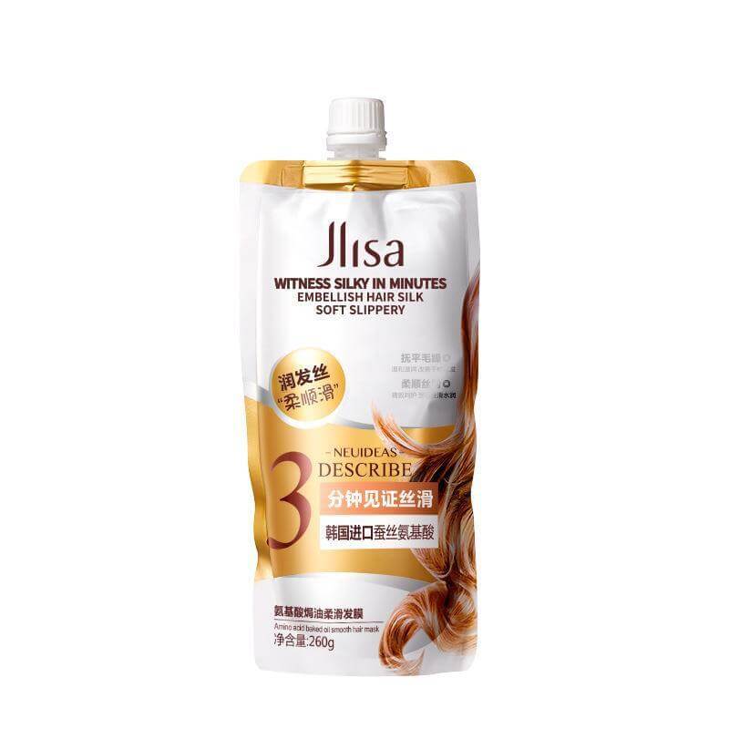 Jlisa hair treatment pouch for silky, soft hair; revitalizes and enhances shine in just minutes.
