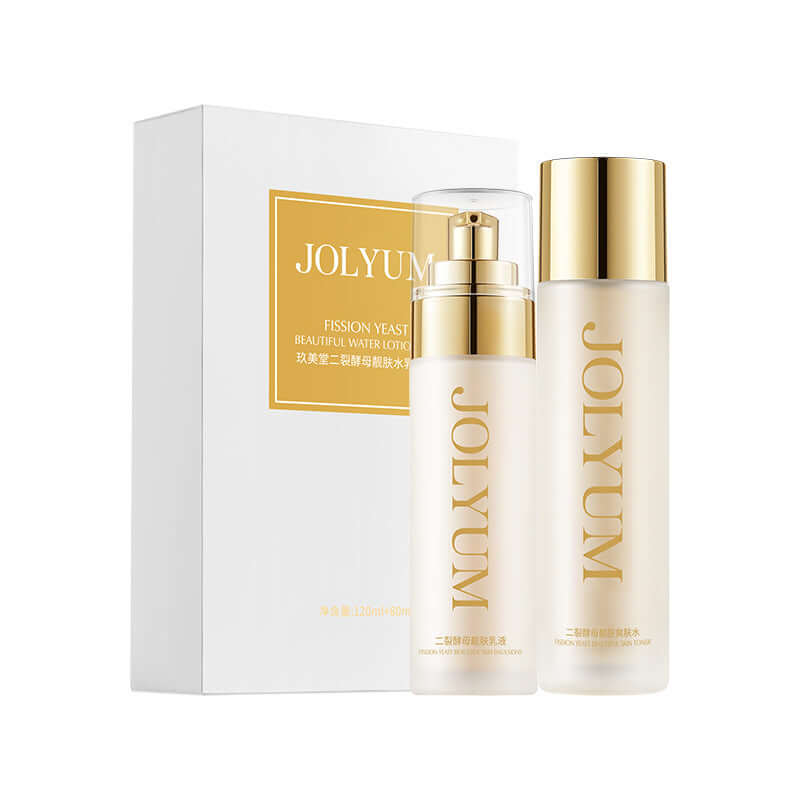 Hydrating Water Bank Essence skin care set featuring toner and lotion with bifid yeast for smooth, hydrated skin.