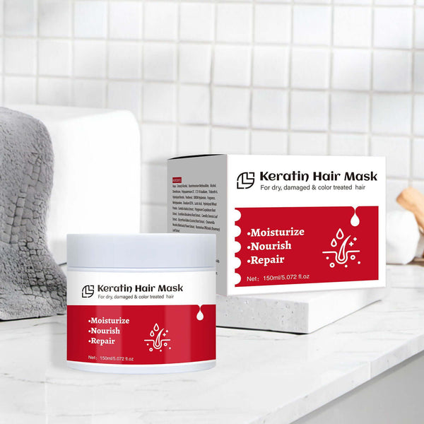 Keratin Hair Mask 150ml for moisturizing, nourishing, and repairing dry, damaged, and color-treated hair.