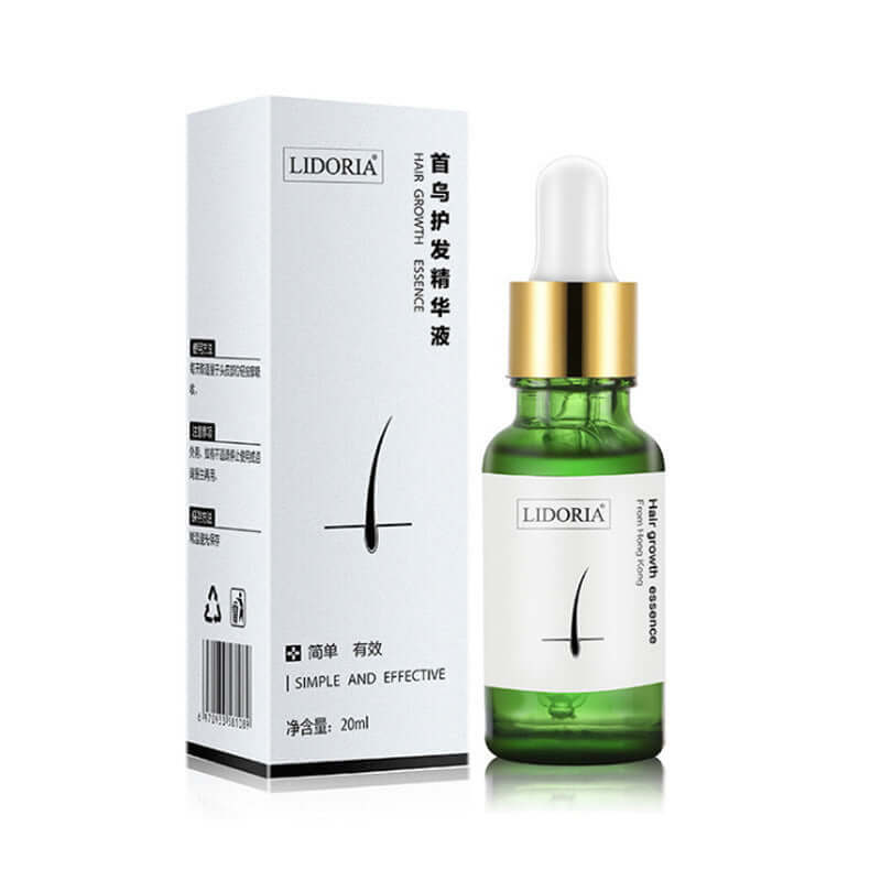 LIDORIA Fast Hair Grow Oil in a green bottle with dropper for thicker, healthier hair growth.