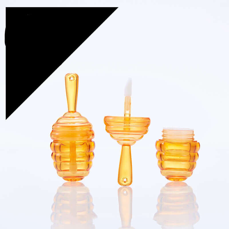 Mini bee fang honeycomb lip gloss tubes with applicator for easy makeup application
