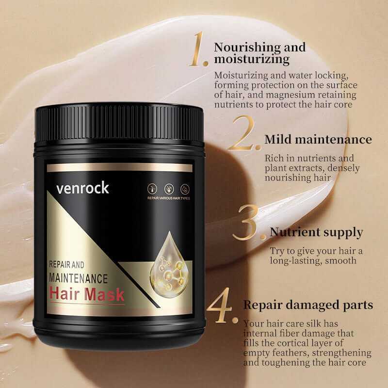 Moisturizing hair mask for curly hair, promoting nourishment and repair with herb-infused formula in stylish jar.
