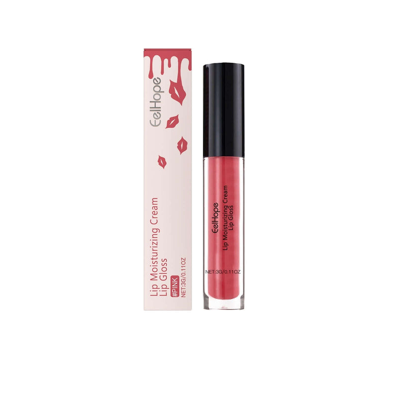 Moisturizing lip gloss in a sleek tube with a box, featuring a hydrating formula for flawless, glossy lips.