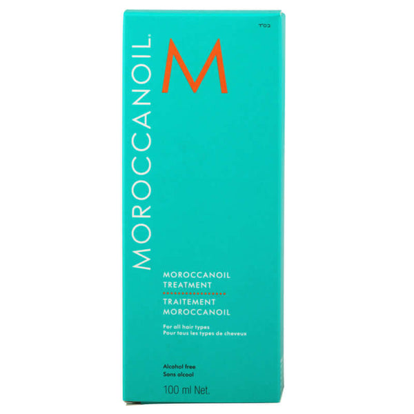 Moroccanoil treatment bottle for all hair types, 100 ml, alcohol-free, turquoise packaging.