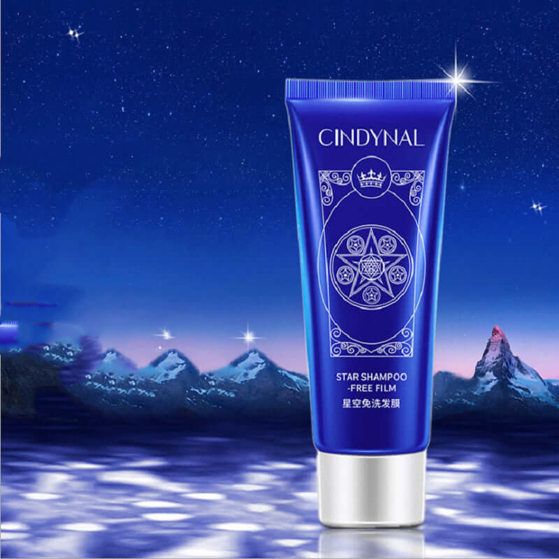 CINDYNAL Star Shampoo-Free Hair Mask, floral fragrance, 80g, on a starry night backdrop, ideal for hair care.
