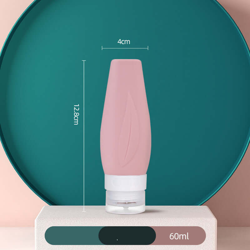 Portable silicone shampoo bottle, 60ml, 12.8cm tall, ideal for travel and gym with a sleek design.