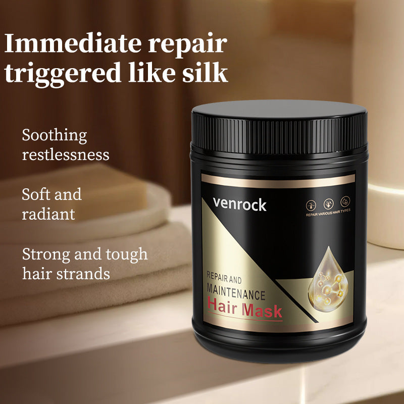 Venrock hair mask for repair and maintenance, promoting soft, radiant, and strong hair strands.